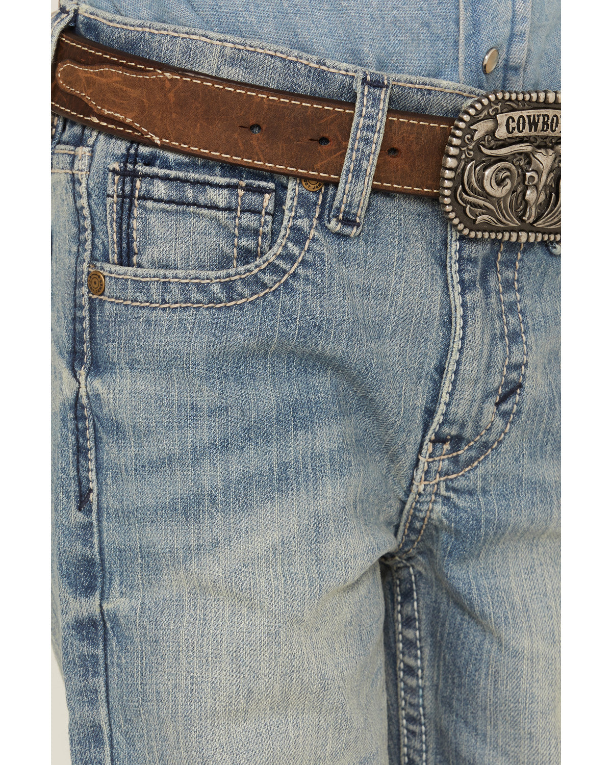 Cody James Boys' Crupper Light Wash Stretch Slim Straight Jeans
