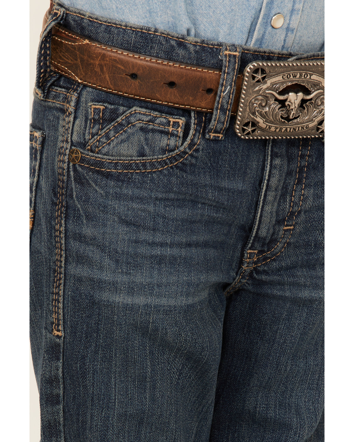 Cody James Little Boys' Saguaro Dark Wash Mid Rise Stretch Slim Bootcu