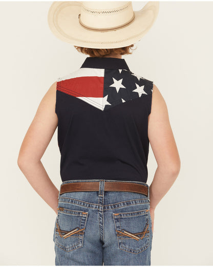 Cody James Boys' 2nd Amendment Bubba Sleeveless Snap Western Shirt