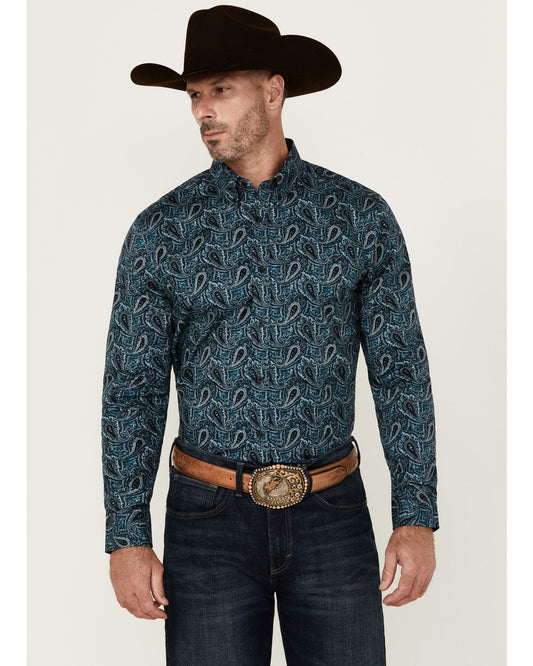 Cody James Men's Lasso Paisley Print Long Sleeve Button-Down Stretch W