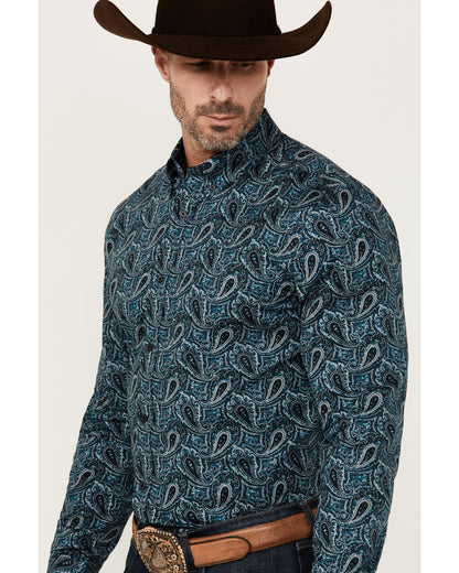 Cody James Men's Lasso Paisley Print Long Sleeve Button-Down Stretch W