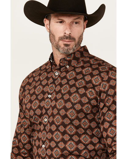 Cody James Men's Bite The Bullet Southwestern Print Long Sleeve Button