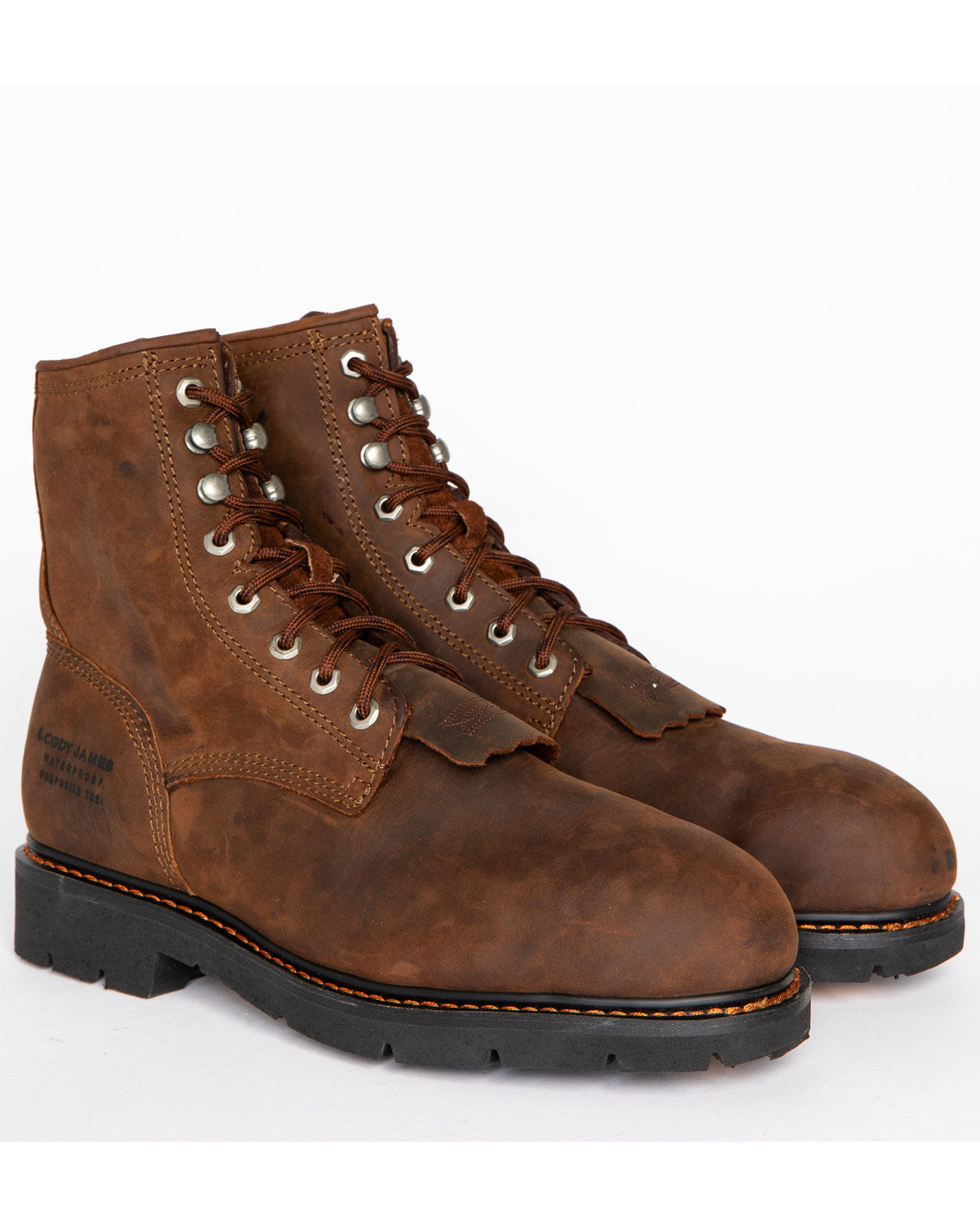 Cody James Men's 8" Mustang Lace-Up Kiltie Waterproof Work Boots - Com