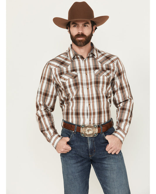 Cody James Men' Rodeo Plaid Print Long Sleeve Snap Western Shirt
