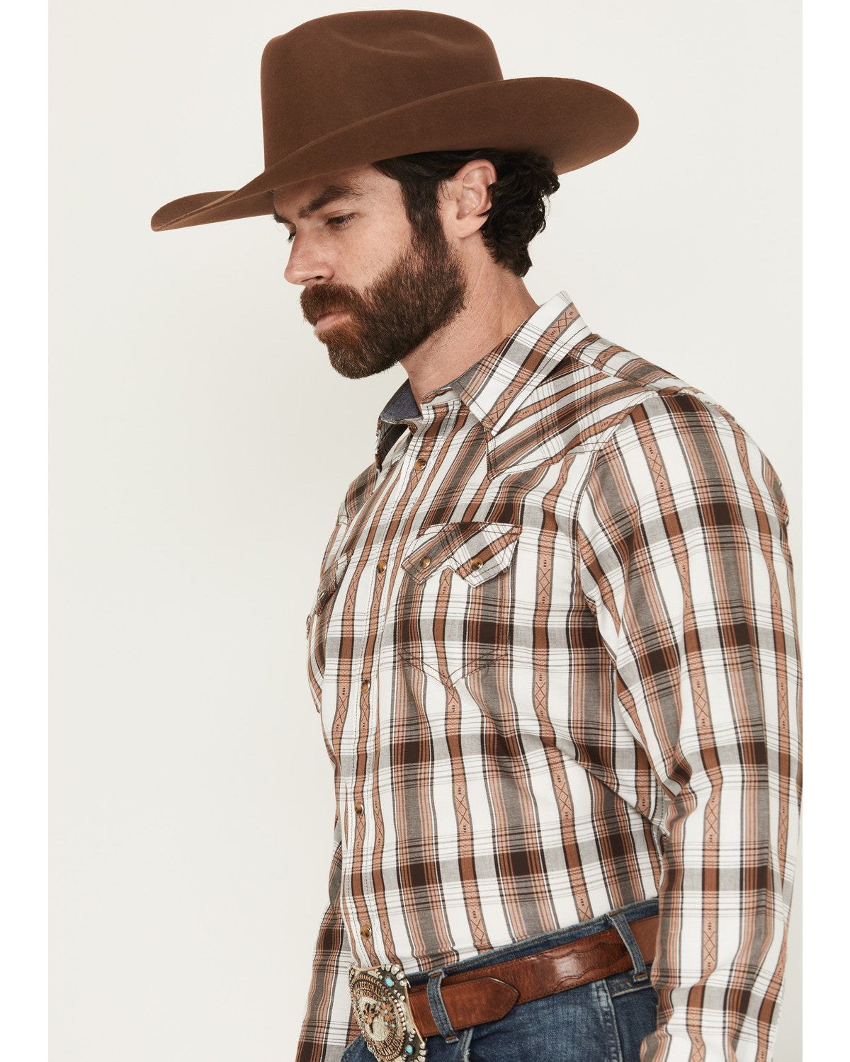 Cody James Men' Rodeo Plaid Print Long Sleeve Snap Western Shirt