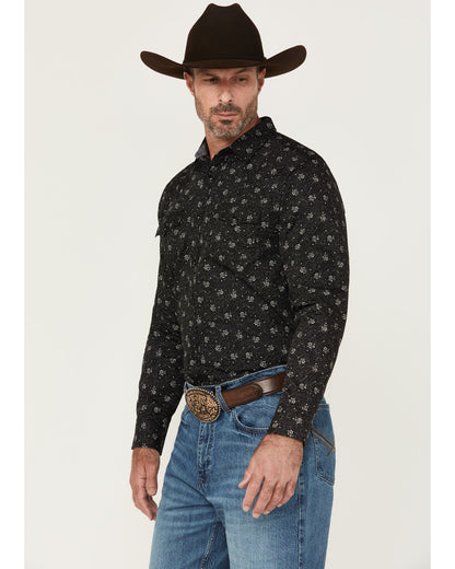 Cody James Men's Saddle Peak Floral Print Long Sleeve Snap Western Shi