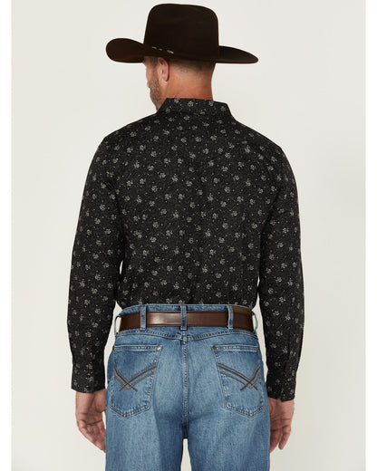 Cody James Men's Saddle Peak Floral Print Long Sleeve Snap Western Shi