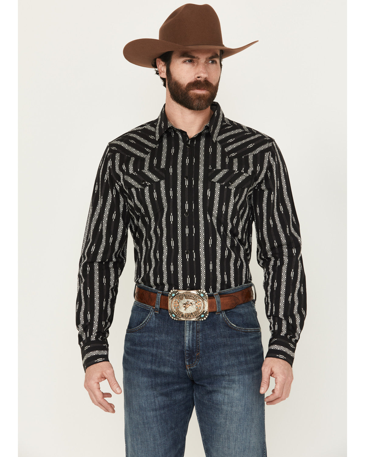 Cody James Men's Range Rover Ready Striped Long Sleeve Snap Western Sh