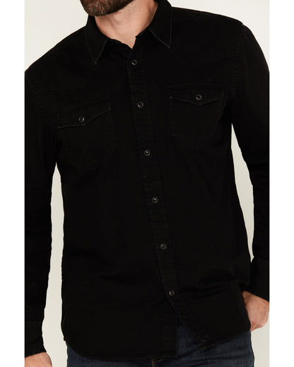 Cody James Men's Solid Long Sleeve Snap Denim Western Shirt - Tall