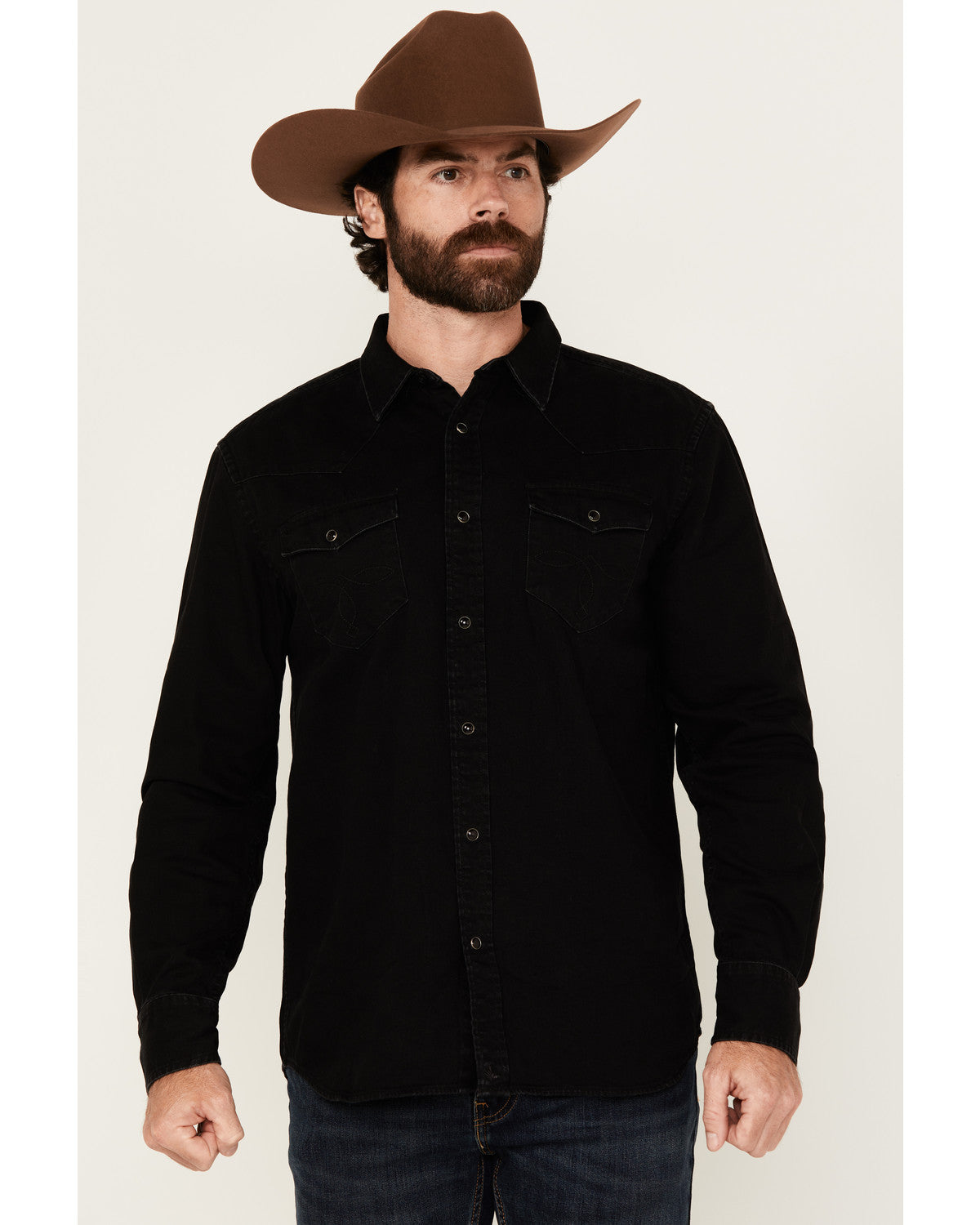 Cody James Men's Solid Long Sleeve Snap Denim Western Shirt