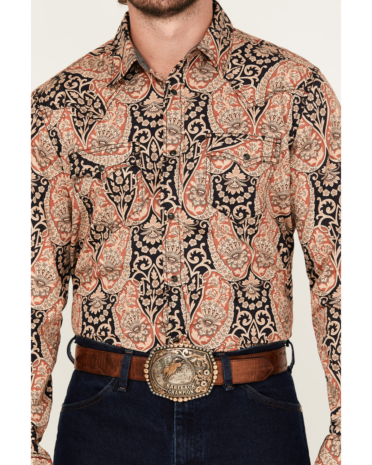 Cody James Men's Graysill Medallion Print Long Sleeve Snap Western Shi