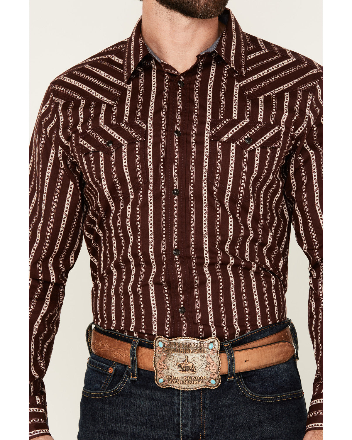 Cody James Men's Hansen Vertical Striped Wallpaper Print Long Sleeve S