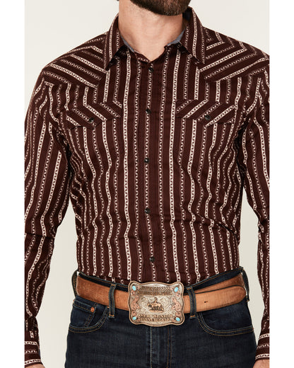 Cody James Men's Hansen Vertical Striped Wallpaper Print Long Sleeve S