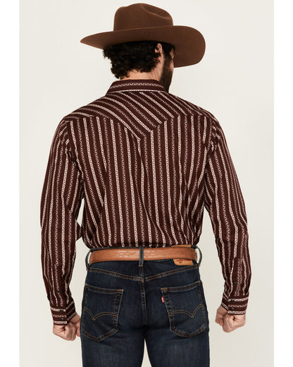 Cody James Men's Hansen Vertical Striped Wallpaper Print Long Sleeve S