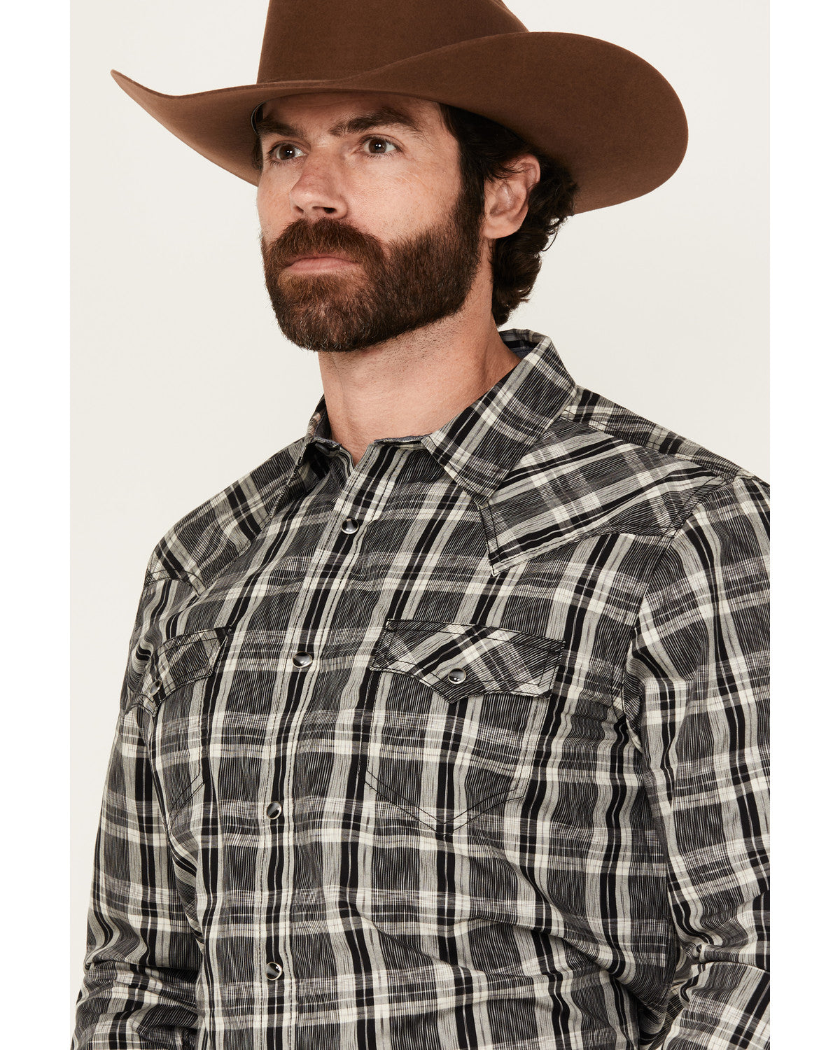 Cody James Men's Denton Plaid Print Long Sleeve Snap Western Shirt
