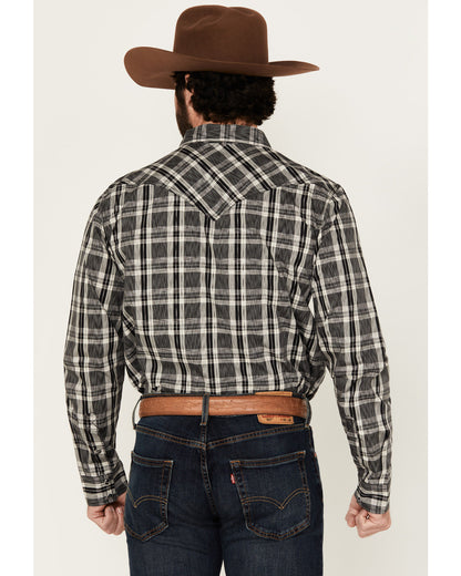 Cody James Men's Denton Plaid Print Long Sleeve Snap Western Shirt