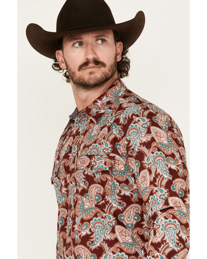 Cody James Men's Noah Paisley Print Long Sleeve Snap Western Shirt - T