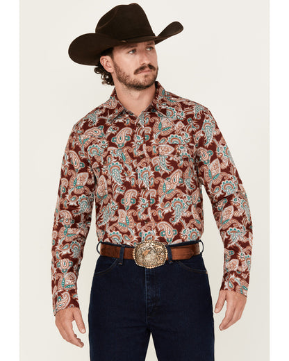 Cody James Men's Noah Paisley Print Long Sleeve Snap Western Shirt