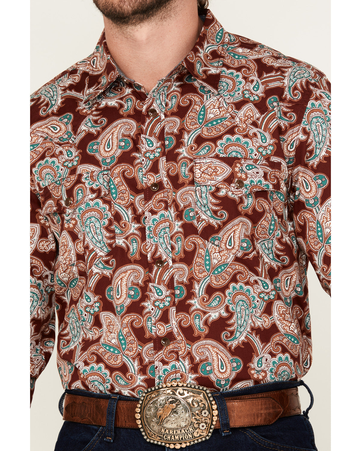 Cody James Men's Noah Paisley Print Long Sleeve Snap Western Shirt