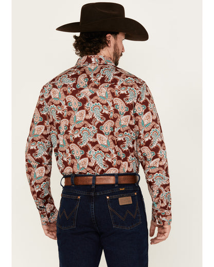 Cody James Men's Noah Paisley Print Long Sleeve Snap Western Shirt