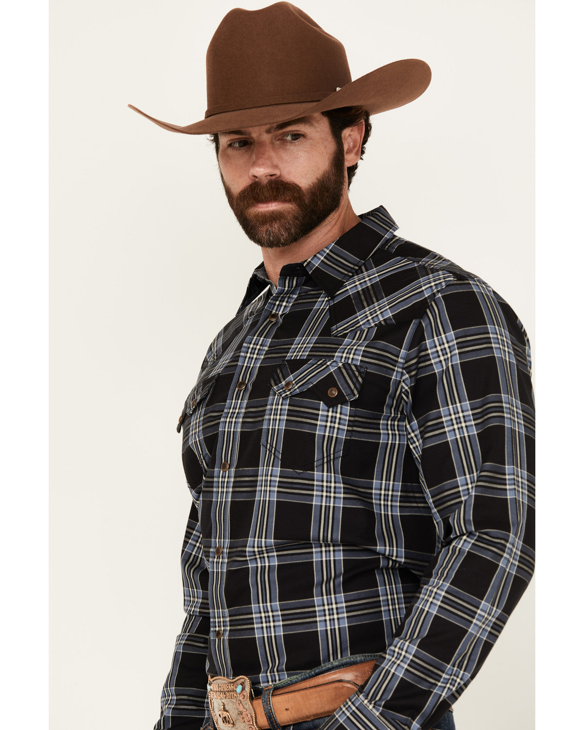 Cody James Men's Irving Plaid Print Long Sleeve Snap Western Shirt