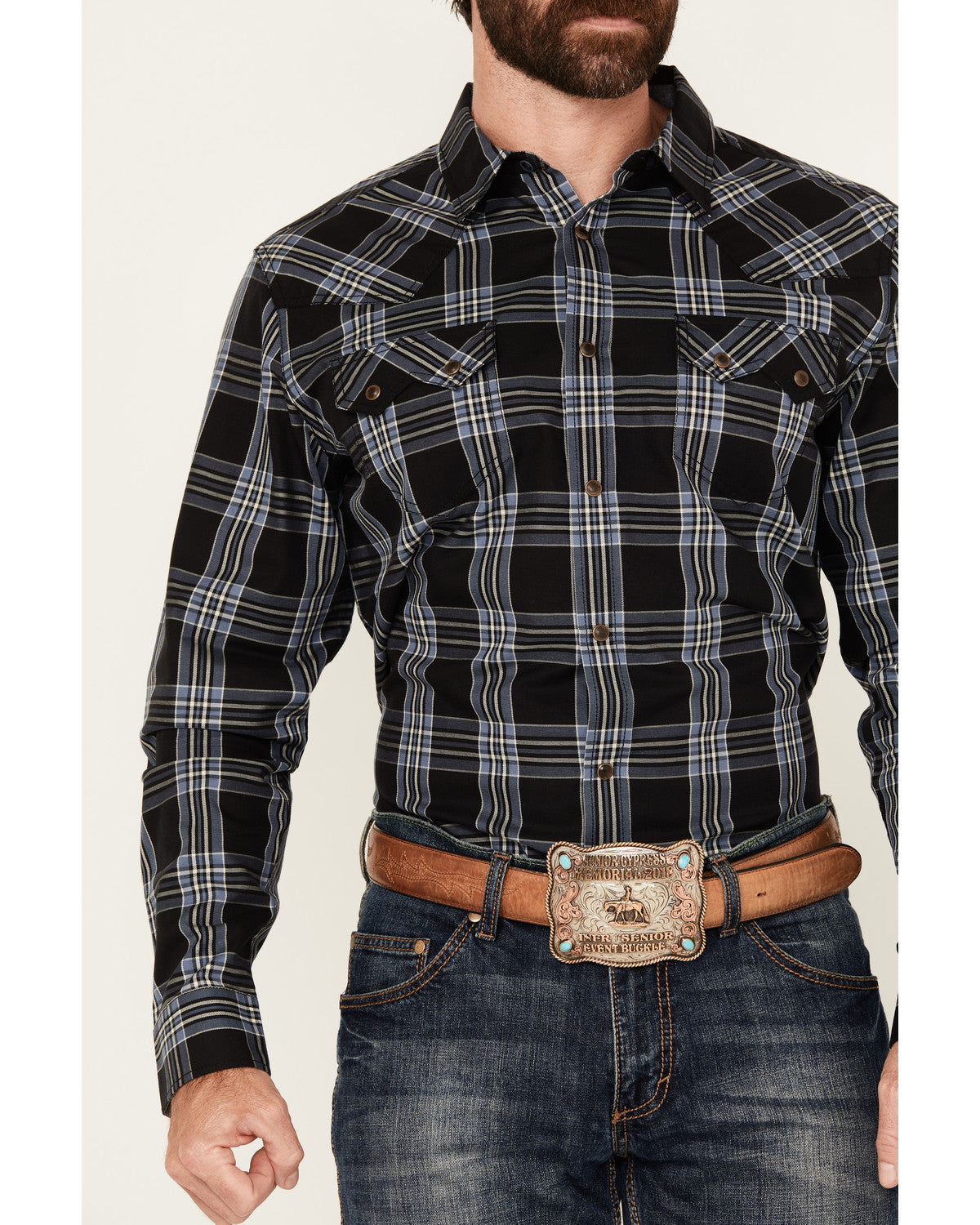 Cody James Men's Irving Plaid Print Long Sleeve Snap Western Shirt