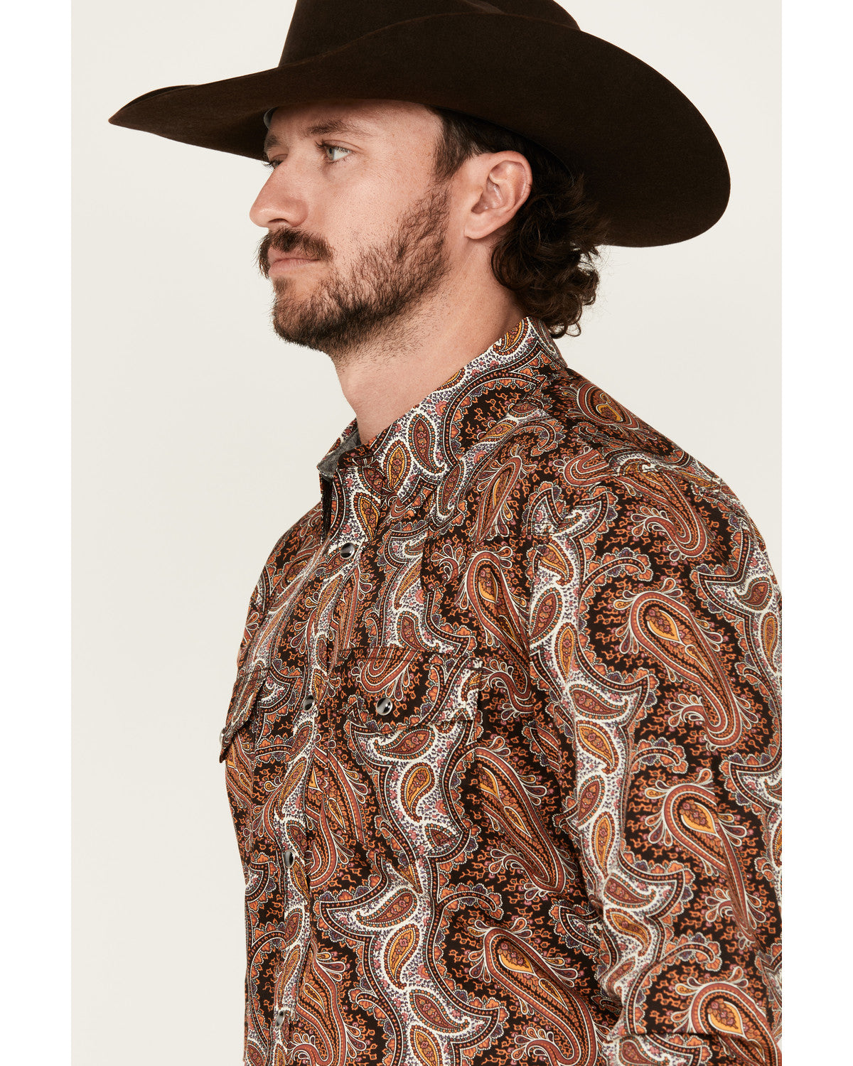 Cody James Men's Dennis Paisley Print Long Sleeve Snap Western Shirt
