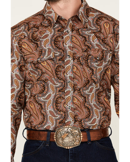 Cody James Men's Dennis Paisley Print Long Sleeve Snap Western Shirt
