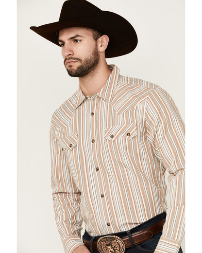 Cody James Men's Tough Guy Dobby Striped Print Long Sleeve Snap Wester