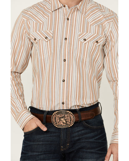 Cody James Men's Tough Guy Dobby Striped Print Long Sleeve Snap Wester