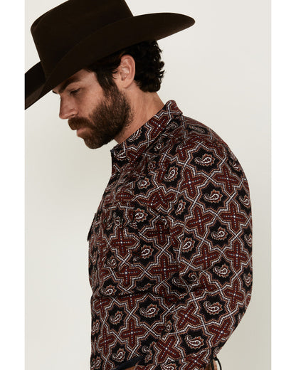Cody James Men's Daybreak Geo Print Long Sleeve Snap Western Shirt