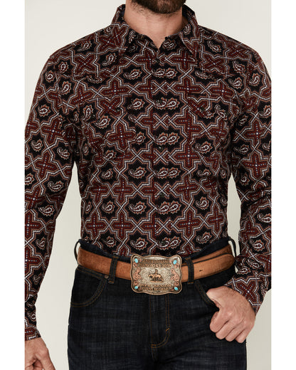 Cody James Men's Daybreak Geo Print Long Sleeve Snap Western Shirt