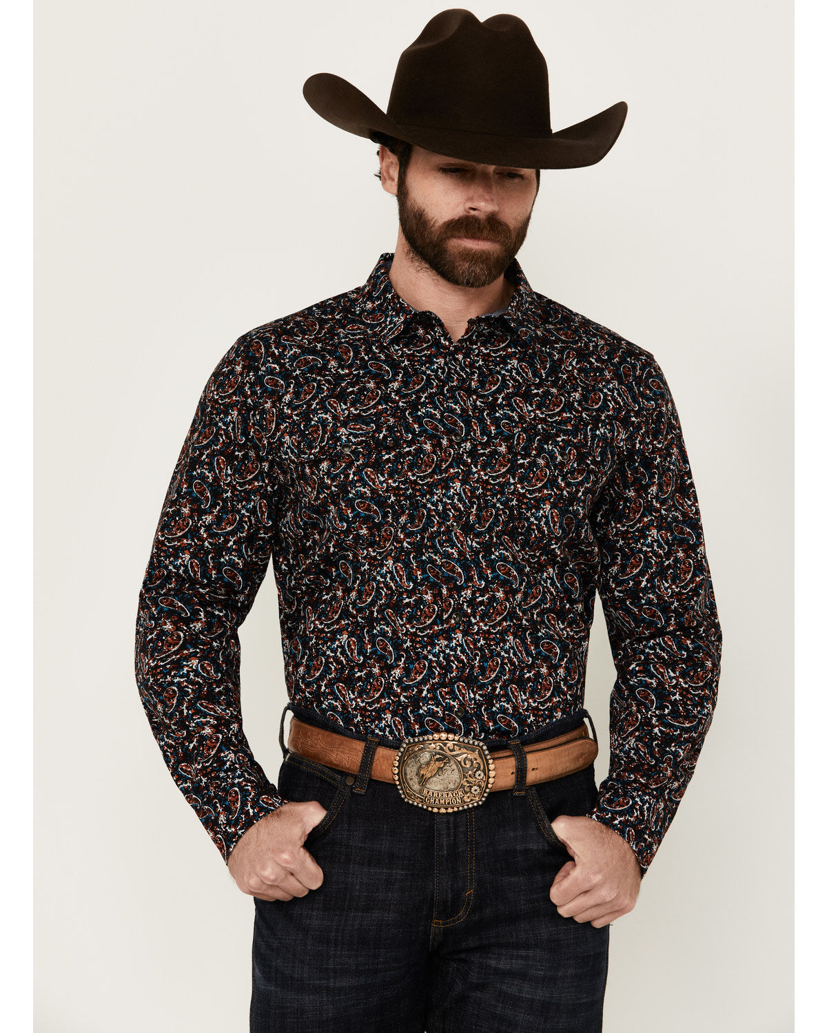 Cody James Men's Take Flight Paisley Print Long Sleeve Snap Western Sh