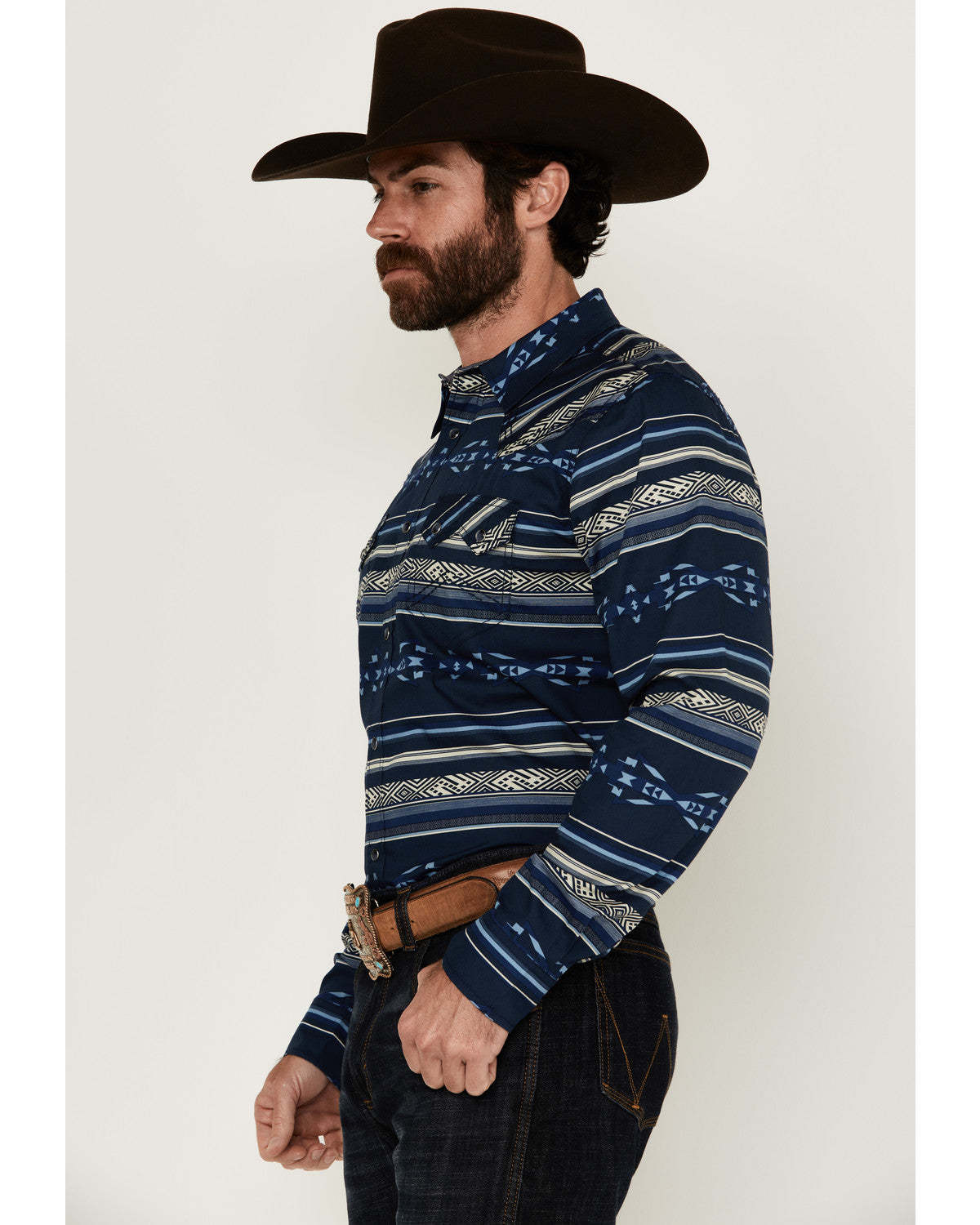 Cody James Men's Distance Southwestern Striped Long Sleeve Snap Wester