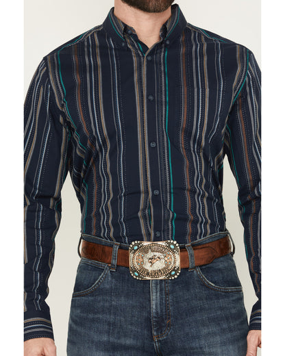 Cody James Men's Blake Striped Long Sleeve Button-Down Stretch Western
