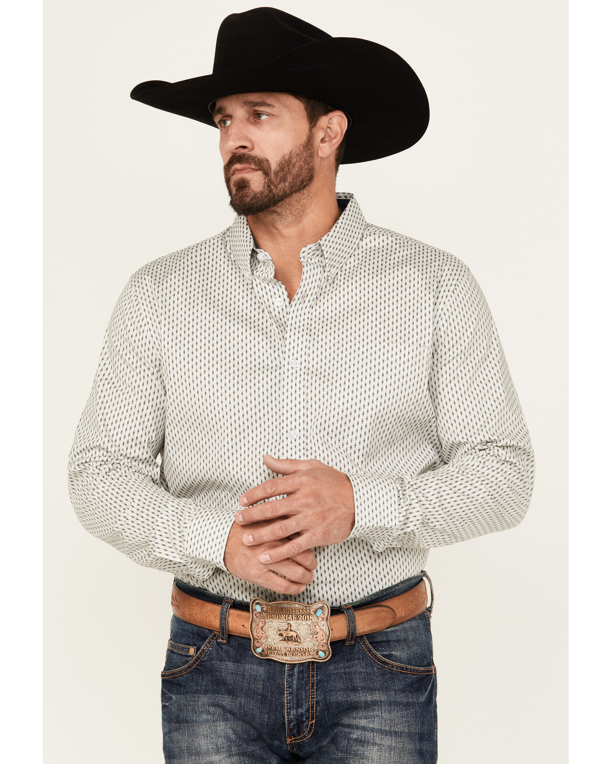 Cody James Men's Stirling Geo Print Long Sleeve Button-Down Stretch We