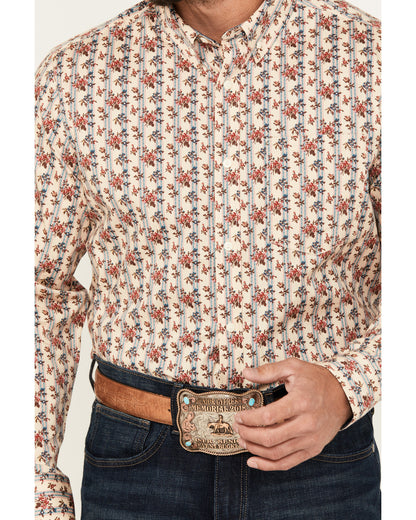 Cody James Men's Kenton Floral Striped Long Sleeve Button-Down Stretch