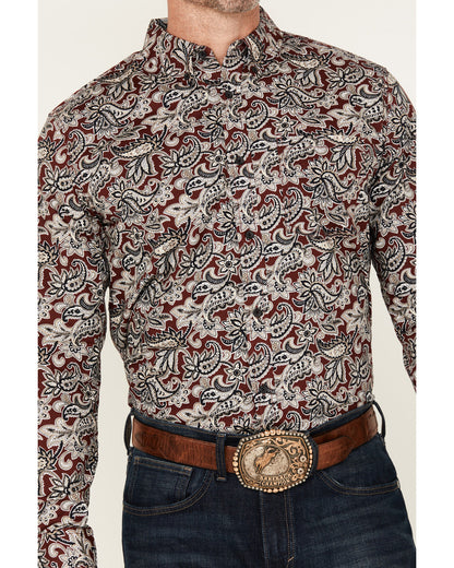 Cody James Men's Max Paisley Print Long Sleeve Button-Down Stretch Wes