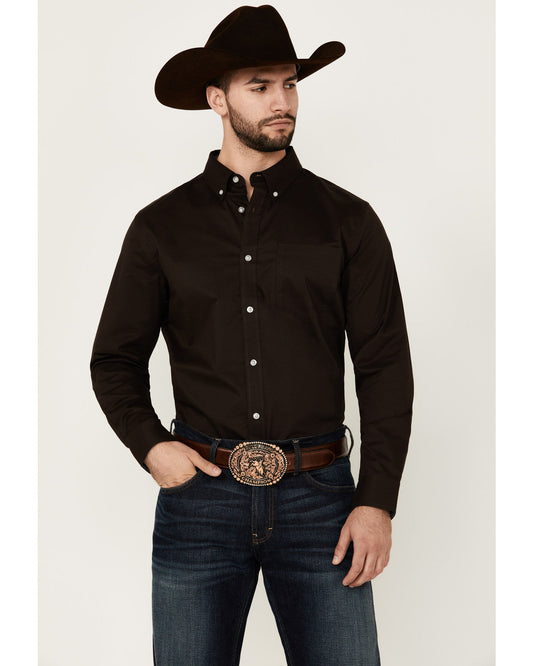 Cody James Men's Basic Solid Long Sleeve Button-Down Stretch Western S
