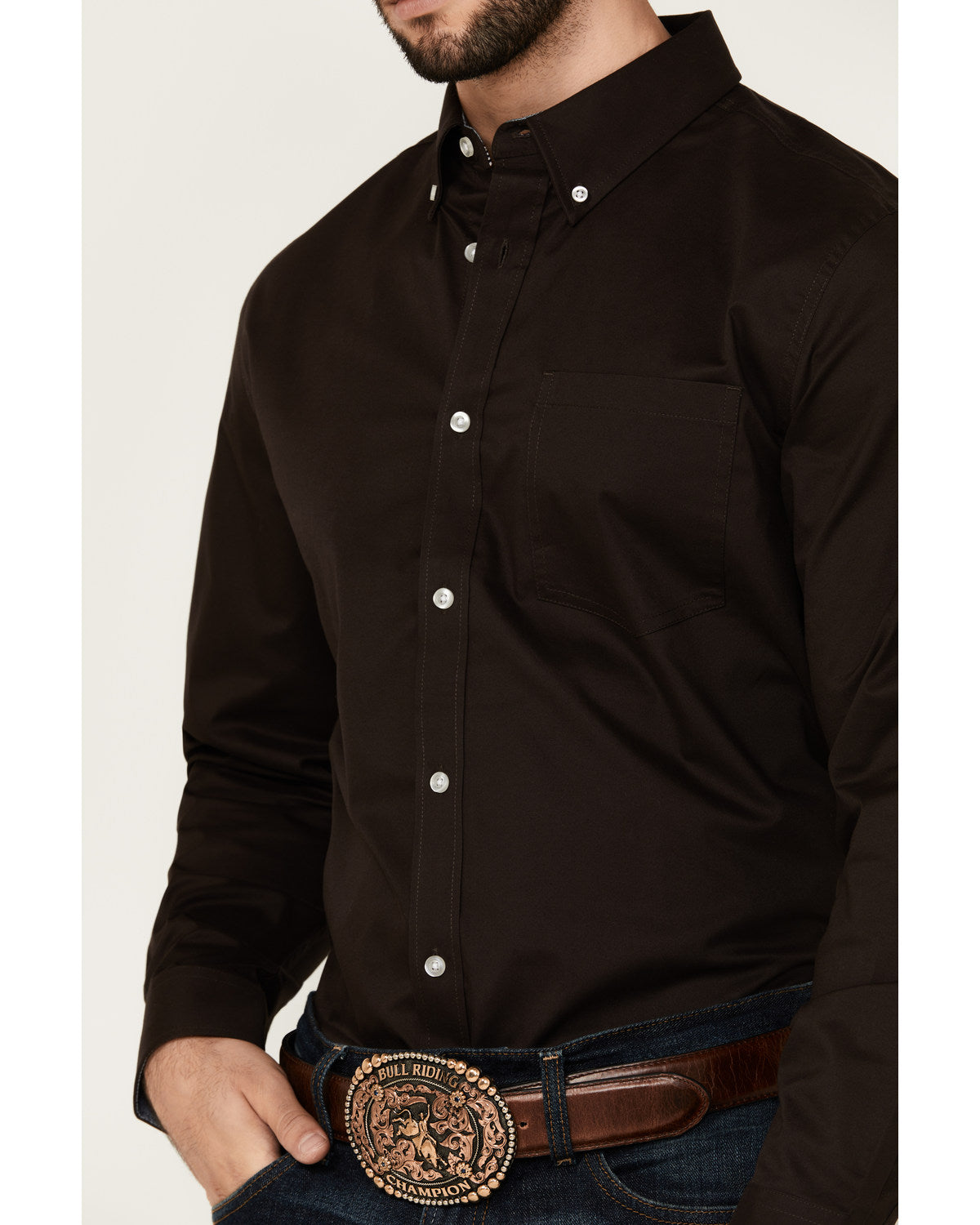 Cody James Men's Basic Solid Long Sleeve Button-Down Stretch Western S