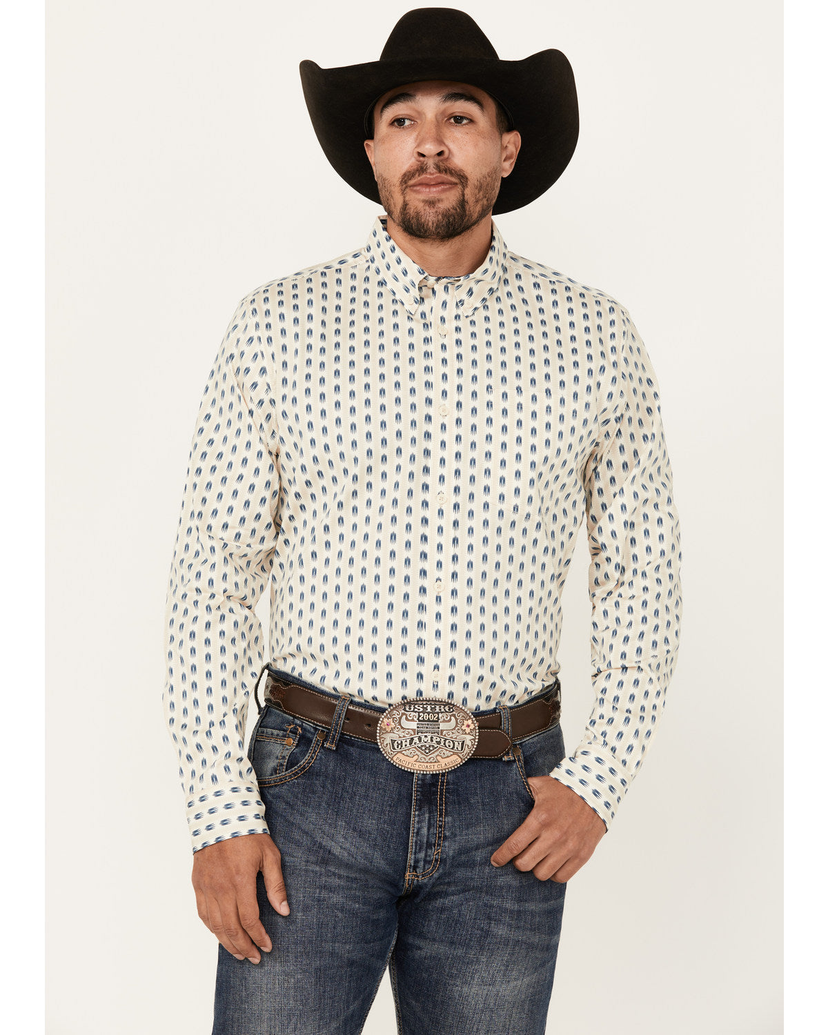 Cody James Men's Gunsmoke Striped Print Long Sleeve Button-Down Stretc