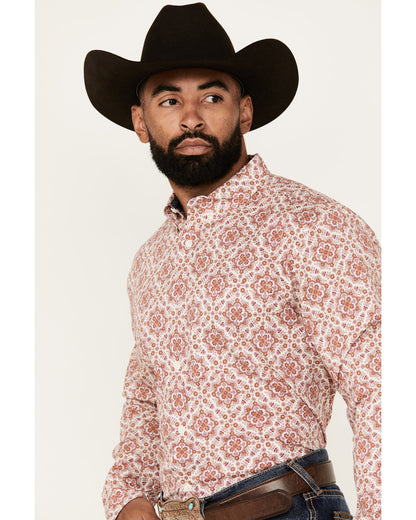 Cody James Men's Lucky One Medallion Print Long Sleeve Button-Down Str