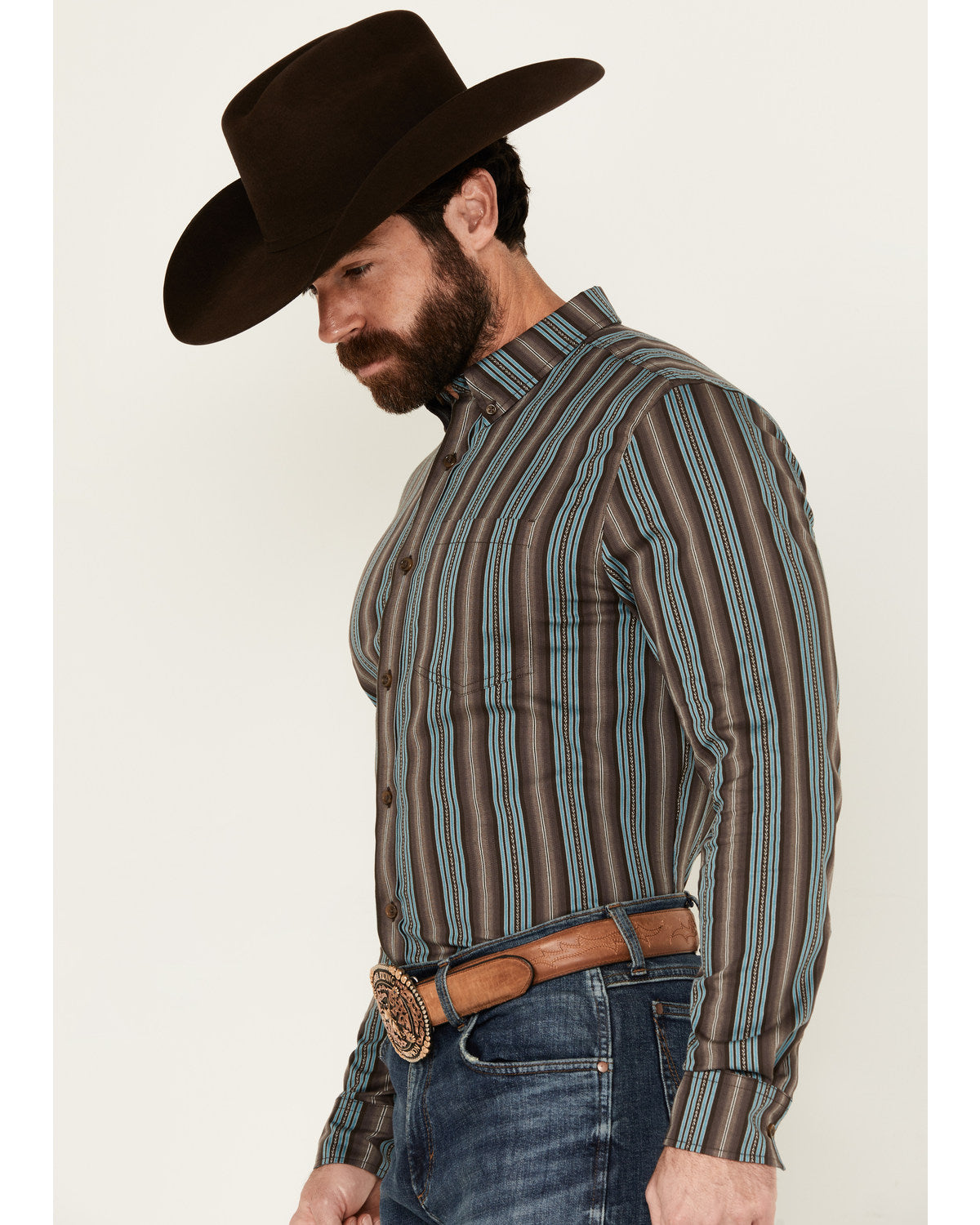 Cody James Men's Boa Dobby Striped Print Long Sleeve Button-Down Stret