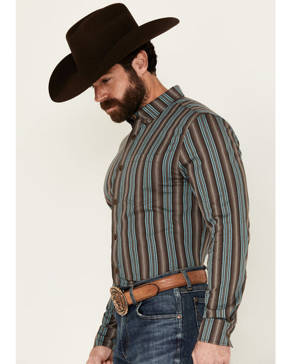 Cody James Men's Boa Dobby Striped Print Long Sleeve Button-Down Stret