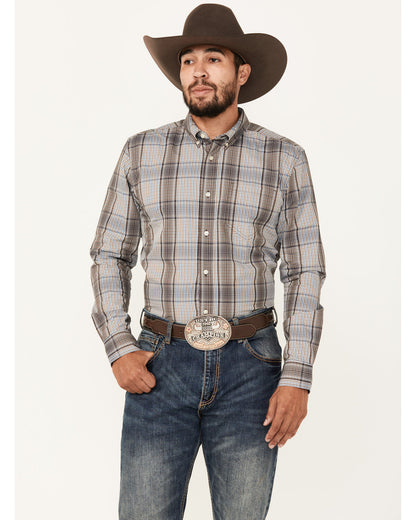 Cody James Men's Fiesta Plaid Print Long Sleeve Button-Down Western Sh