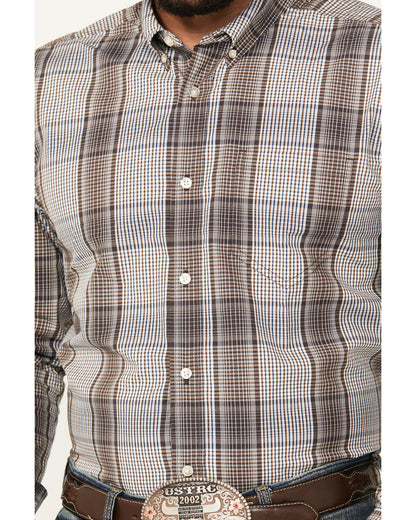 Cody James Men's Fiesta Plaid Print Long Sleeve Button-Down Western Sh
