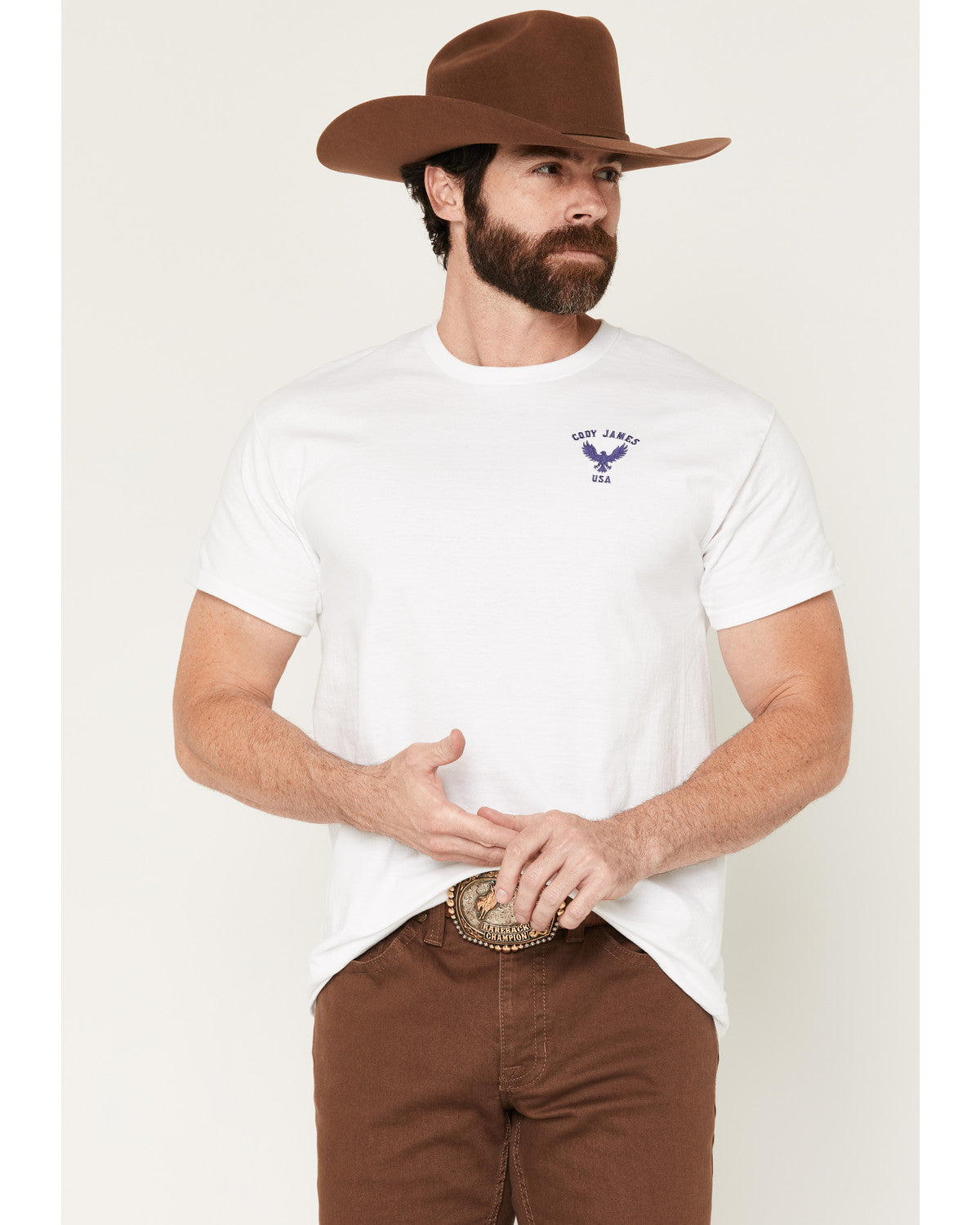 Cody James Men's USA Eagle Embroidered Short Sleeve Graphic T-Shirt