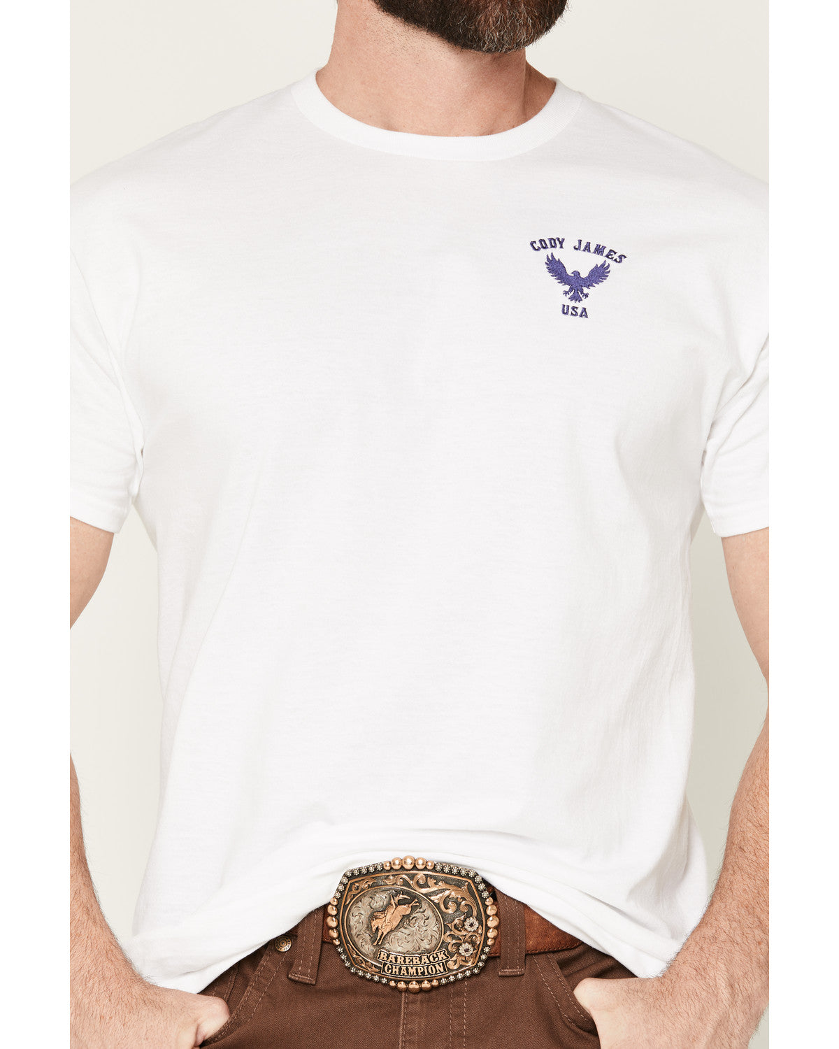 Cody James Men's USA Eagle Embroidered Short Sleeve Graphic T-Shirt