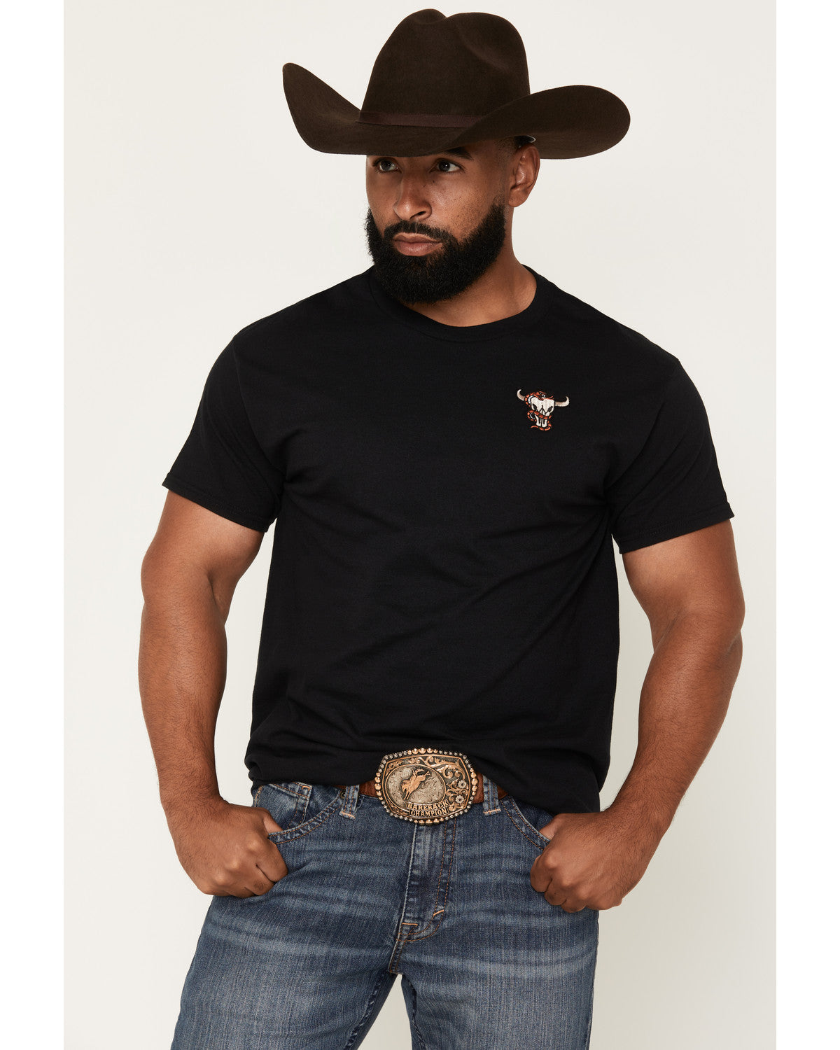 Cody James Men's Skull and Snake Embroidered Short Sleeve Graphic T-Sh