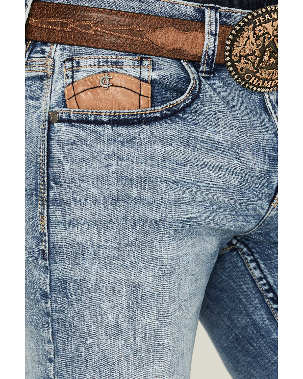 Cody James Men's Clover Leaf Wash Jackson Slim Straight Stretch Denim
